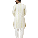 Alluring Pastel Thread Embroidered Off-White Open Sherwani with Kurta Pajama Set | Father Son Combo | Jaipurio Collection